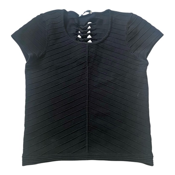 Parker Women's Corset Back Black Top with Braided Back Sz M - Picture 1 of 5